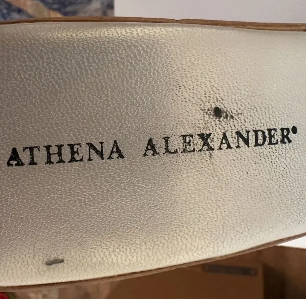 Athena Alexander Gold Cork Wedges Size 9 Shimmer Bow Holiday Metallic